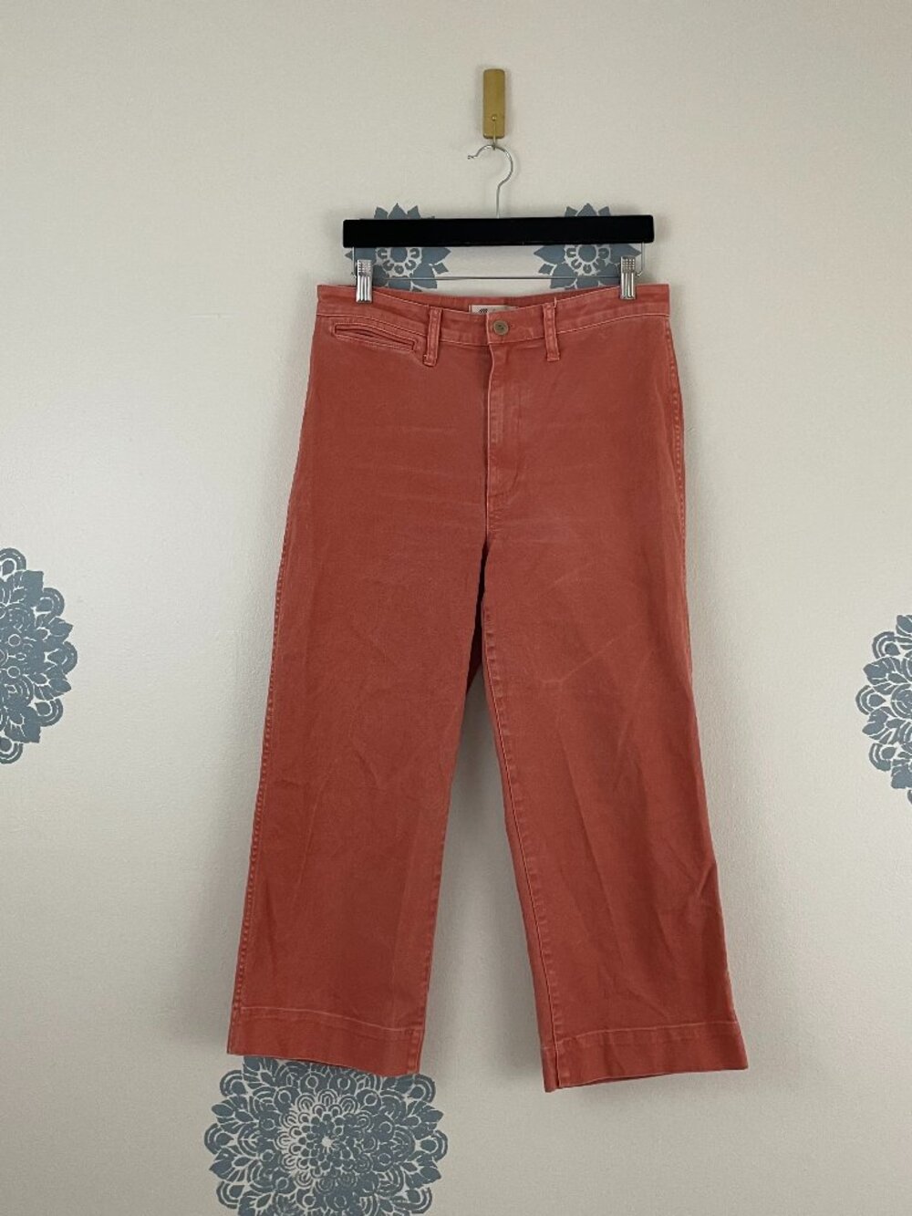 Madewell Slim Emmett Wide Leg Crop Pants Sweet Dahlia Size 30